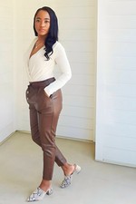 Chocolate Faux Leather Pants