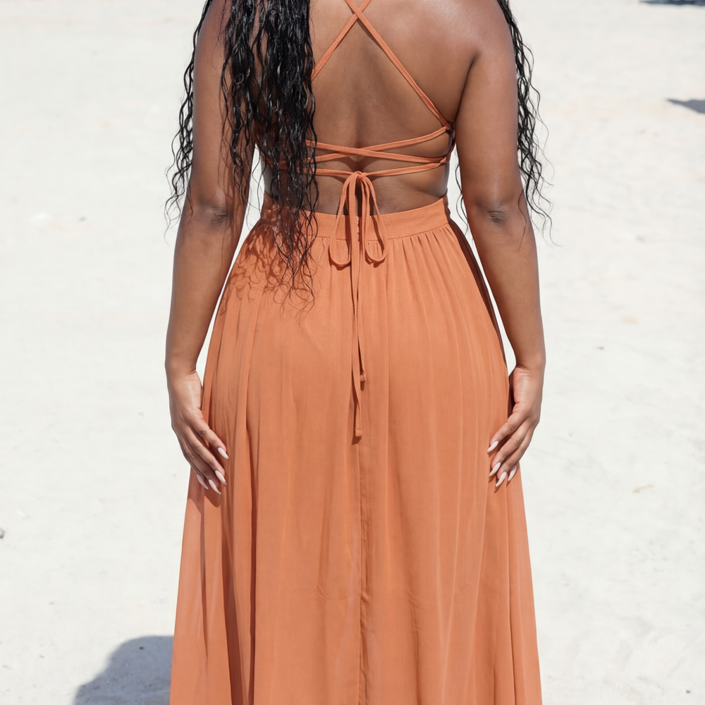 Catch Me On Vacay Plunge Open Back Maxi Dress – Miss Kay's Kloset