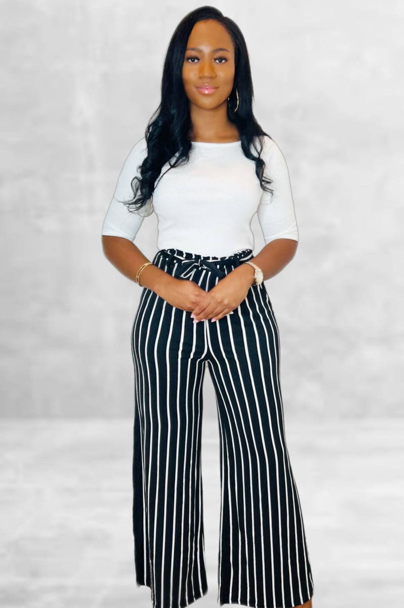 Pinstripe top palazzo pants