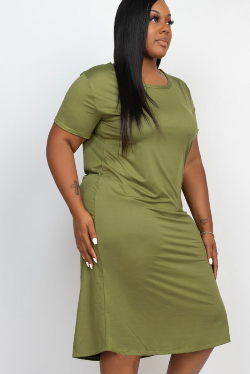 Plus Size - The Relaxed Fit Olive Midi Dress