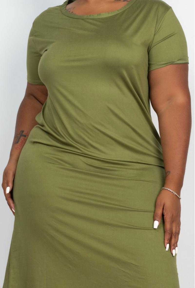 Plus Size - The Relaxed Fit Olive Midi Dress