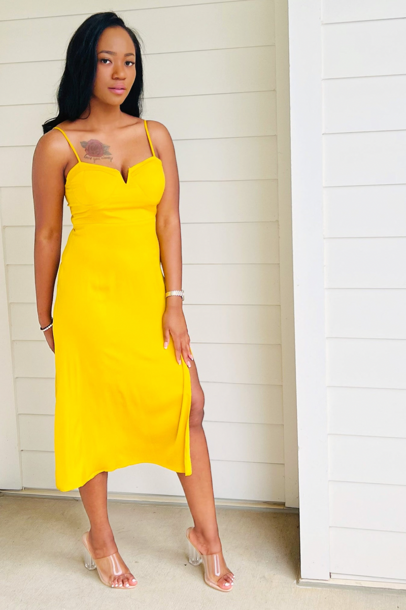 Lola Front Split Midi Dress