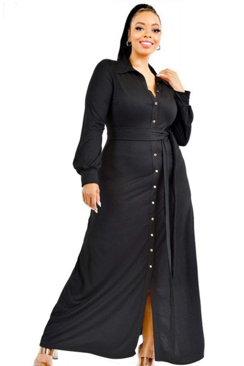 Black Long Sleeve Button Down Maxi Dress Only) – Miss Kay's Kloset
